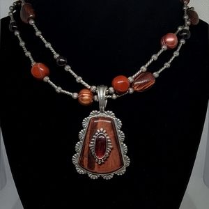 Red Tiger's Eye? (925 Sterling Silver) Necklace by Carolyn Pollack (CP)/Relios